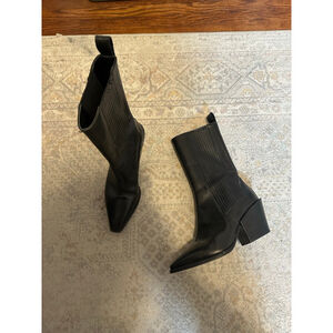 Women's aeyde Black Leather Pointed Toe Ankle Boots Size 35